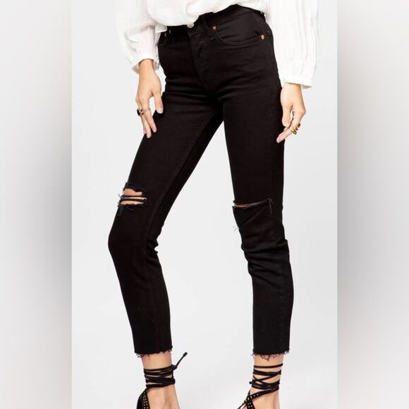 Re-Done 90’s High Rise Ankle Crop Jeans in Faded Black size 27 - Picture 1 of 10